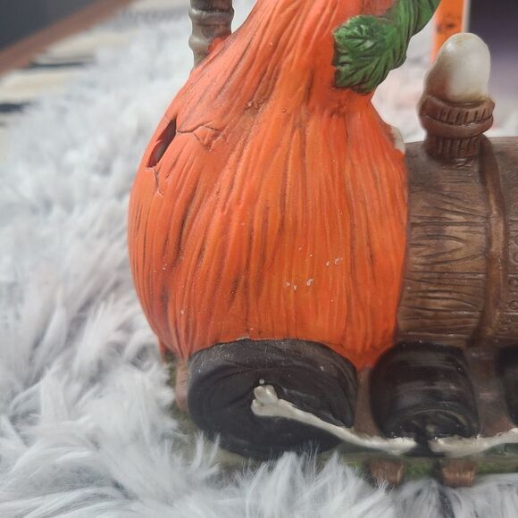 Vintage Halloween Pumpkin Train Porcelain Bisque 3 Piece 1990's Hand Pai… - Picture 7 of 12